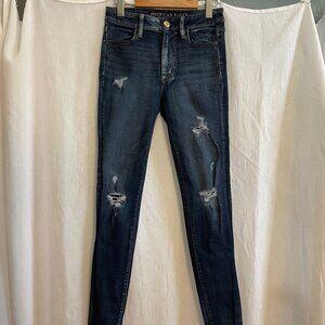 Distressed Dark Wash Skinny Jeans/Jeggings